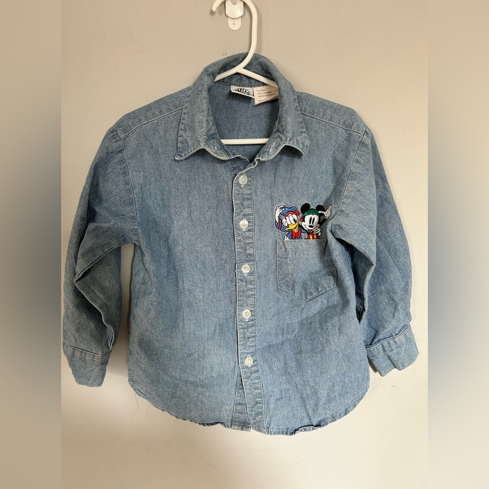 Mickey & Co 100% Cotton Denim Shirt with Mickey and Donald Embroidery